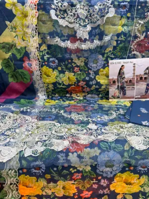 Elegant Pakistani-Inspired Unstitched Dress